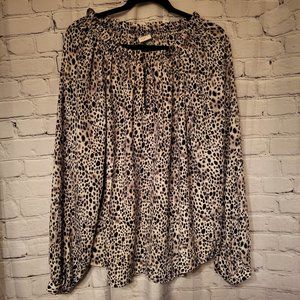 a new day, Size: XXL, Cheetah Print, Long Sleeved Blouse